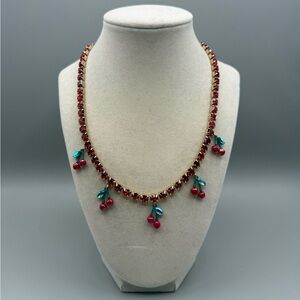 NWTs Betsey Johnson gold tone cherry necklace